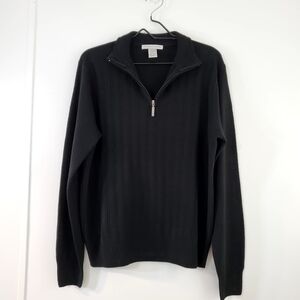 Men's Black Half-Zip Sweater Medium